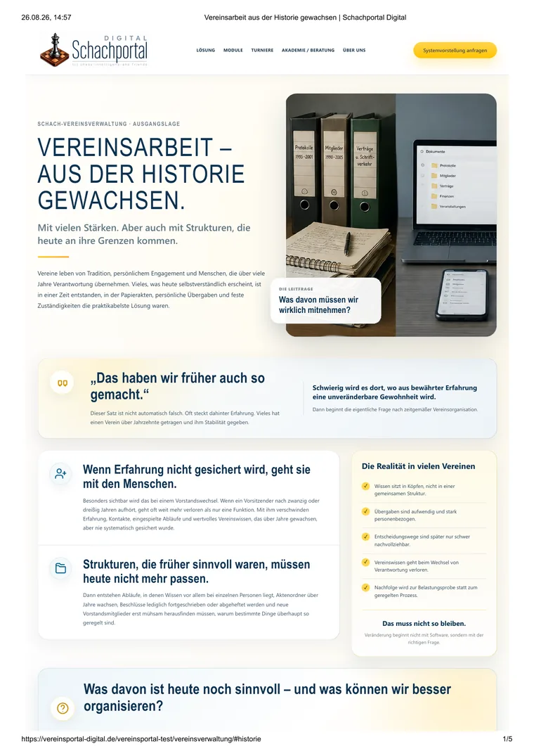 Vorschau Kapitel 1: Vereinsarbeit aus der Historie gewachsen